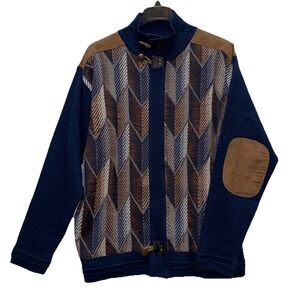 Michael Irvin 88 Full Zip 3D Knit Cardigan Sweater Elbow Patches Size Men's L